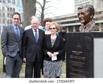 
Quebec, Canada - 06/05/2015: Unveiling Of The Bust Of Camille Laurin With The Presence Of Bernard Landry, Premier Of Quebec From 2001 To 2003 At The Quebec National Assembly In Quebec