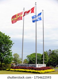 Quebec, Canada - 06/11/2020: Flags Of Laval University In Quebec City