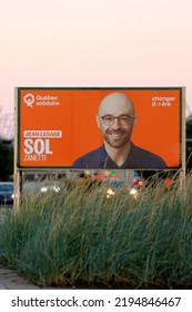 Quebec, Canada - 08-27-2022: Parti Quebec Solidaire Election Sign With Sol Zanetti In Jean-Lesage