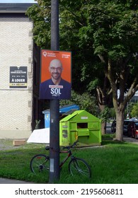 Quebec, Canada - 08-29-2022: Parti Quebec Solidaire Election Sign With Sol Zanetti In Jean-Lesage