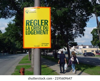 Quebec, Canada - 08-29-2022: Quebec Solidaire Political Party Election Sign