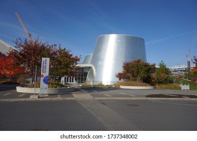 Quebec, Canada, 10 23 2017 : View Of Rio Tinto Alcan Planetarium In Parc Olympique De Montreal