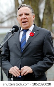 Quebec, Canada - 11/11/2020: Remembrance Day Ceremony In Quebec With Francois Legault, Premier Of Quebec