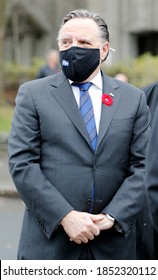 Quebec, Canada - 11/11/2020: Remembrance Day Ceremony In Quebec With Francois Legault, Premier Of Quebec