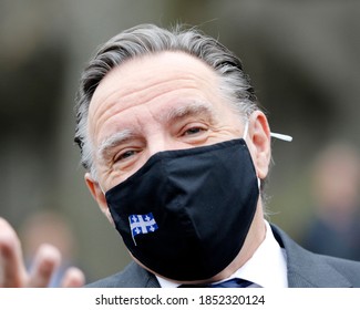 Quebec, Canada - 11/11/2020: Remembrance Day Ceremony In Quebec With Francois Legault, Premier Of Quebec