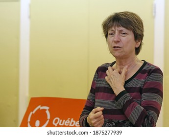 Quebec, Canada - 29-04-2015: Françoise David, Activist And Feminist Politician And Quebec Anti-globalist From Quebec Solidaire