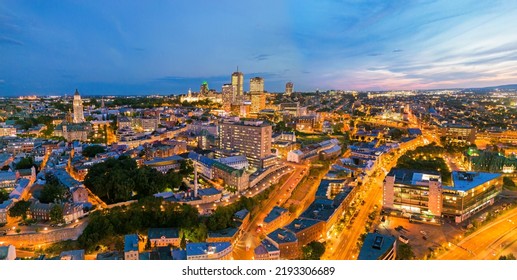 Quebec City At Blue Hour, Aerial View