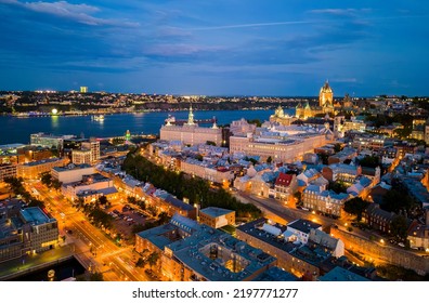 Quebec City At Blue Hour, Aerial View