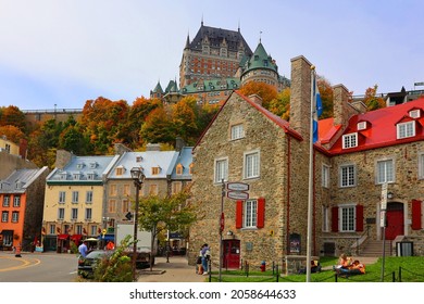 QUEBEC CITY CANADA 10 13 2021: Chateau Frontenac is a grand hotel. It was designated a National Historic Site of Canada in 1980, generally recognized as the most photographed hotel in the world