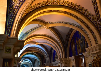 Quebec City, Canada, Dated 31st Of August 2019. Picture Of Inside The Famous The Basilica Of Sainte-Anne-de-Beaupré. The Catholic Church Has Credited St. Anne With Many Healing Miracles.