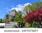 Quebec City old town with a view of the Chateau Frontenac in Quebec City, Quebec, Canada