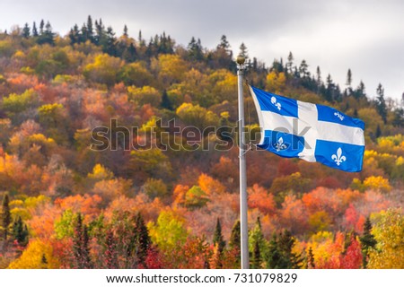 Quebec flag and fall colours