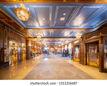 Quebec, OCT 1: Interior view of the famous Fairmont Le Château Frontenac on OCT 1, 2018 at Quebec, Canada - Shutterstock ID 1311326687