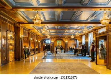 Quebec, OCT 1: Interior view of the famous Fairmont Le Château Frontenac on OCT 1, 2018 at Quebec, Canada - Shutterstock ID 1311326876