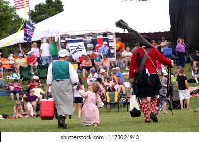 
QUECHEE, VERMONT/UNITED STATES – JUNE 21, 2015: A Family Of French And Indian War Reenactors Head Home After A Long Day Performing At The Quechee Balloon Festival. 