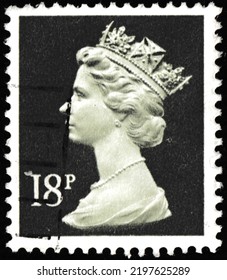 Queen Elizabeth II - Decimal Machin - United Kingdom Of Great Britain, Circa 1987: Postage Stamp Of The Queen Elizabeth II Series - Decimal Machin - Normal Indentation.