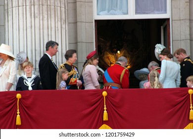 Queen Elizabeth, London, Uk, June 2018- Meghan Markle, Prince Harry, Prince George William, Charles, Kate Middleton & Princess Charlotte Trooping The Colour  Buckingham Palace, Stock Press Photo Image