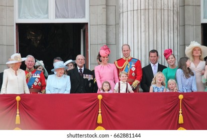 Queen Elizabeth Prince Charles, Philip London UK 17June 2017-  Queen
Prince Philip George William On Balcony Queen Elizabeth S Birthday Trooping Colour Buckingham Palace Stock Press Photograph