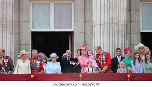 Queen Elizabeth & Prince Philip, Buckingham Palace, London June 17 2017- Trooping The Colour Prince George Charles William Queen Elizabeth's Birthday, Stock Photo, Stock, Photograph, Image, Picture 