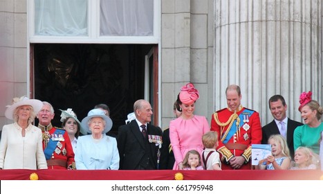 Queen Elizabeth Prince Philip & Royal Family, London June 17 2017- Prince Philip George, William Charles Kate Camilla Balcony For Trooping The Colour Queen Elizabeth S Birthday Stock Photo Image Press