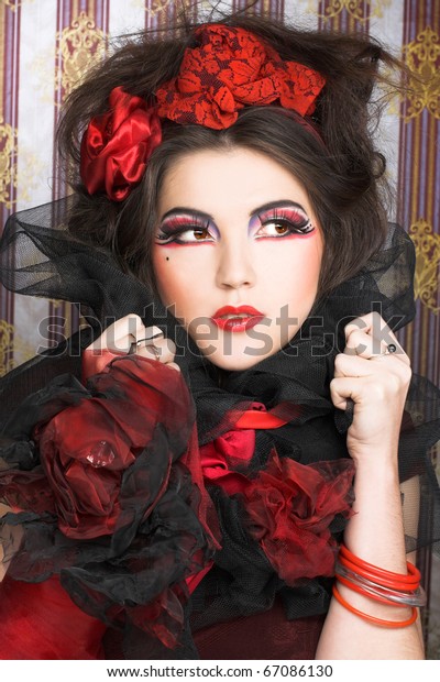 Queen Hearts Creative Lady Black Red Stock Photo Edit Now