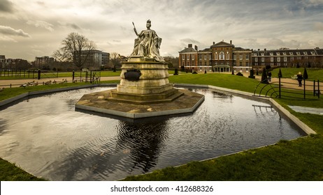 Queen Victoria Statue In Kensington Gardens, London England 
