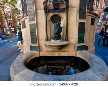 Queen Victoria's Dog Fountain Outside The Queen Victoria Building, Sydney, New South Wales, Australia. Photo Taken On 12 May 2019.