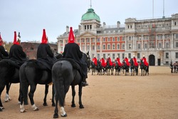 The Queen's Life Guard Participate In The Parade In Buckingham Palace London