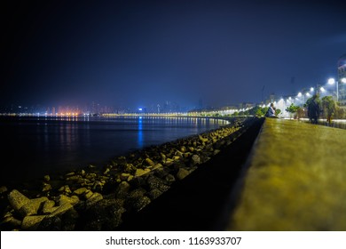 Queens Necklace When View From Above. Beautiful Place In Mumbai, The City Which Never Sleeps.