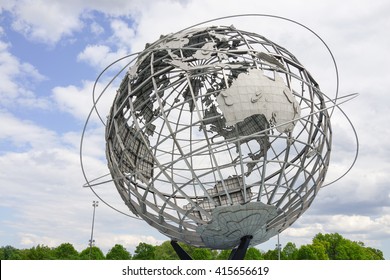 Queens, New York - 18 May 2014: The Unisphere at the World's Fair Anniversary Festival in Flushing Meadows, Corona Park.