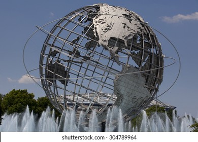 Queens, New York, USA - July 11, 2015: Unisphere in Fushing Meadows Corona Park  is one of the most iconic and enduring symbols of 1964/1965 New York World's Fair in Queens, New York on July 11, 2015.