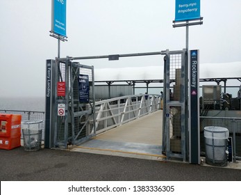 Queens, NY - April 14 2019: The Rockaway NYC Ferry Terminal