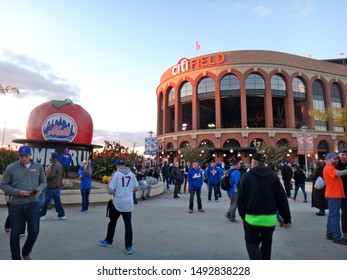 Queens, NY - October 17 2015: Exterior Of Citi Field During Game 1 Of The 2015 National League Championship Series