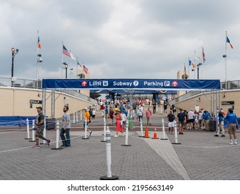 Queens, NY USA August 29, 2022. A Group Of Protesters Gathered At The U.S. Open Calling An End To The Travel Covid_19 Vaccine Mandates, As Novak Djokovic Drops Out Of Tournament.   