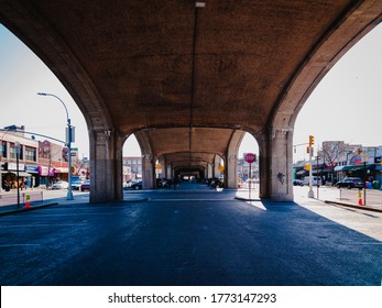 QUEENS, NY / USA - March 26, 2018: In The Parking Lot Underpass On Queens Boulevard