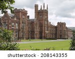 Queens university in Belfast with clouds