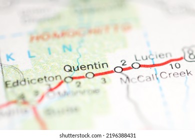 Quentin. Mississippi. USA On A Geography Map