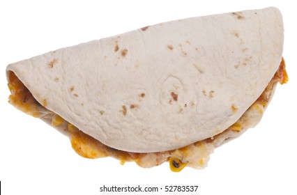 Quesadilla Isolated On White With A Clipping Path.