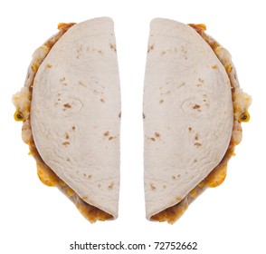 Quesadilla Isolated On White With A Clipping Path.