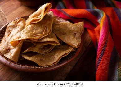 Quesadillas Doradas. Fried Quesadillas Made With Corn Tortillas, They Can Be Filled With Any Dish Or Ingredient, Such As Meat, Potato Or Fish Such As Marlin Or Tuna, Popular During The Lenten Season.