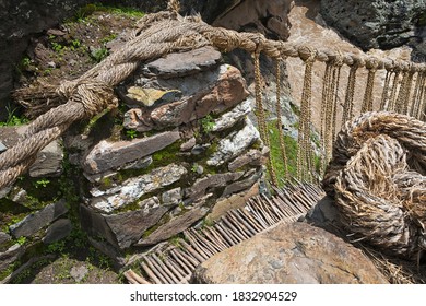 Queshuachaca (Q'eswachaka) Rope Bridge, One Of The Last Standing Incan Handwoven Bridges, Quehue, Canas Province, Peru