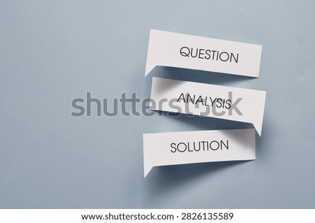 Question analysis and solution speech bubbles. Problem solving process concept