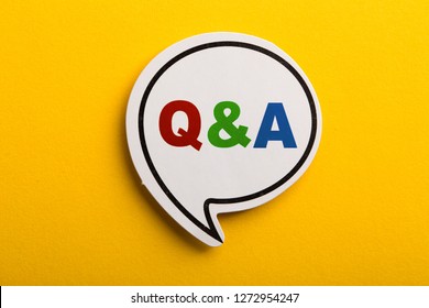 Question And Answer Q&A symbol speech bubble isolated on yellow background.