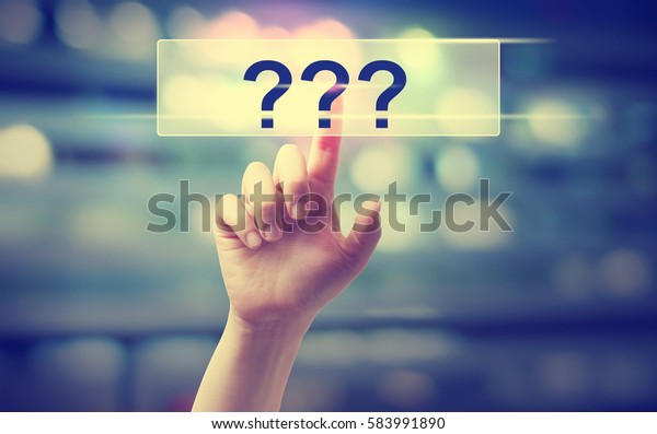 Question Mark Concept Hand Pressing Button Stock Photo Edit Now 583991890