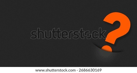 Question mark concept. Orange question mark coming out of a pocket on a black background.
