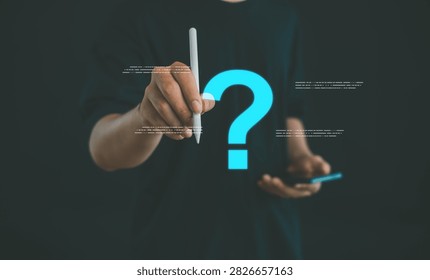 Question mark concept representing problem solving, critical thinking, decision making, business inquiry, uncertainty analysis, strategic planning, innovation and finding solutions.