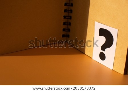 question mark in the diary. Frequently Asked Questions, Answers, and Brainstorming Concepts