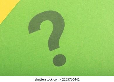 Question mark on green background.Thinking, solution, business, idea concept copy space. - Shutterstock ID 2255766441