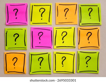 Question mark on  sticky notes