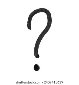 Question mark. Realistic rough black marker. Set of ink lines. The doodle is drawn on a white isolated background with a black marker. Hand painted. Black marker on paper isolated on white background